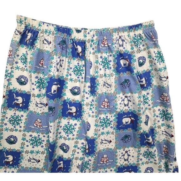 Dreams & Co Holiday Penguin Polar Bear 100% Cotton Pajama Pants Cozy Blue L - Picture 3 of 11